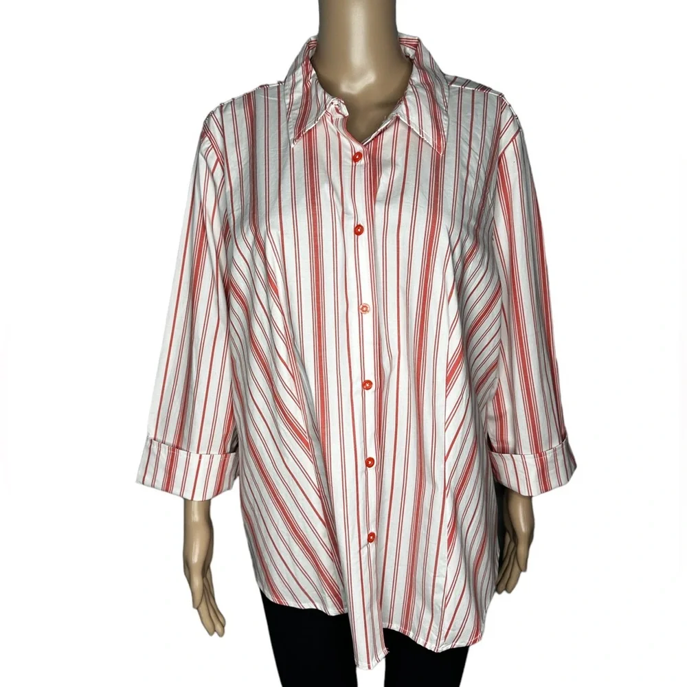 Jessica London women long sleeve stripe button down blouse size18/20